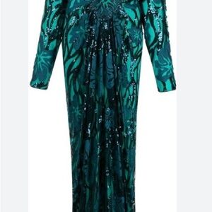 Tadashi Shoji Dolman sleeve gown. Peacock blue. Size 8